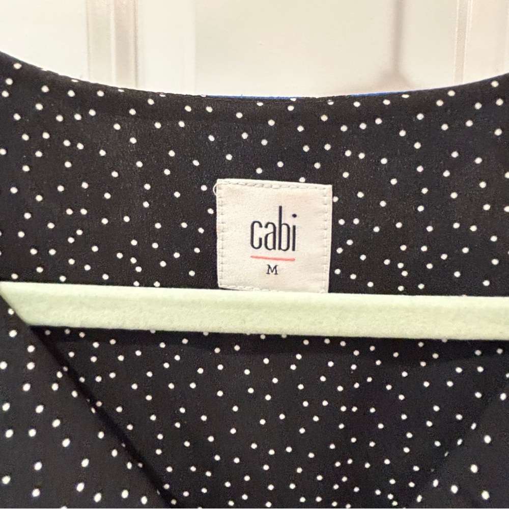 CAbi Electric Blue Floral Asymmetrical Handkerchief Hem Polka Dot Dress Sz M - Picture 7 of 11